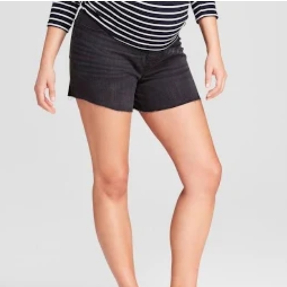 NWT Ingrid + Isabel Black Denim Maternity Shorts